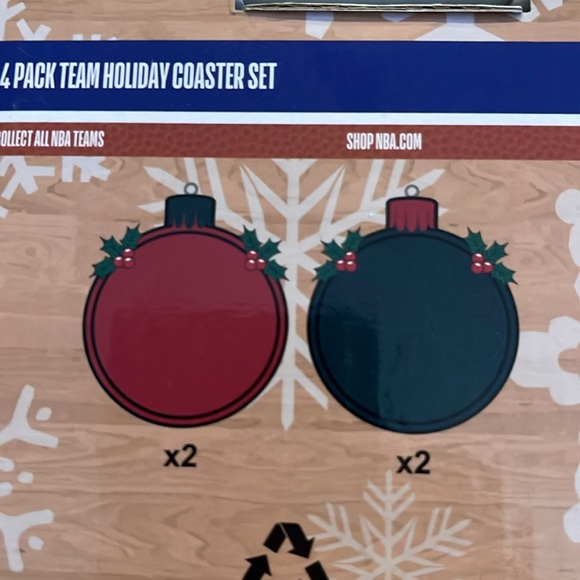 4 Pack Team Holiday Coaster Set - Picture 5 of 6